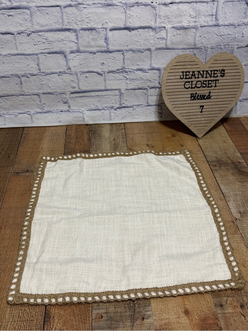 Phantoscope Pillow Cover Burlap Trim Boho Cream